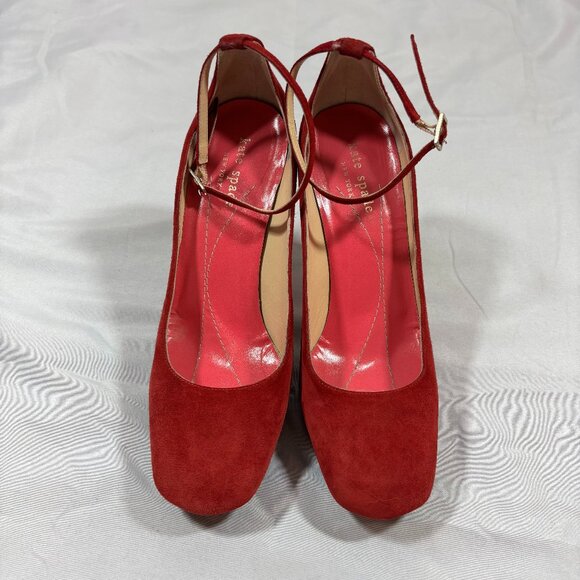 Kate Spade Trilby Ruby New York Round Toe Mary Jane Pumps Suede Heels Size 7 - Picture 2 of 9